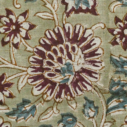 Lillian Floral Block Print Linen Fabric