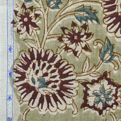 Lillian Floral Block Print Linen Fabric