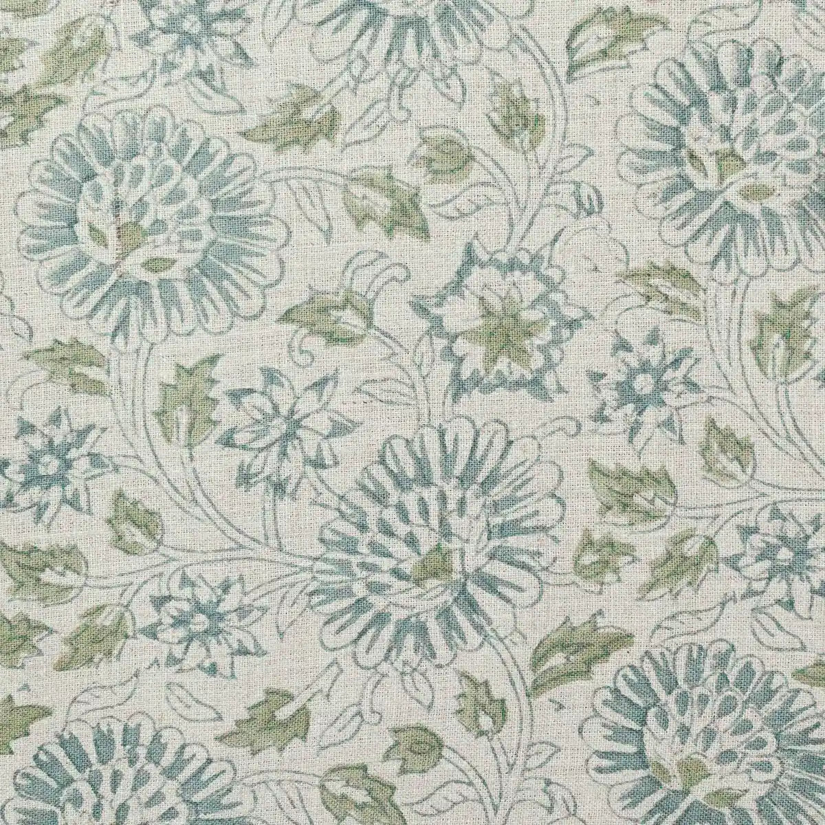 Lillian Floral Block Print Linen Fabric
