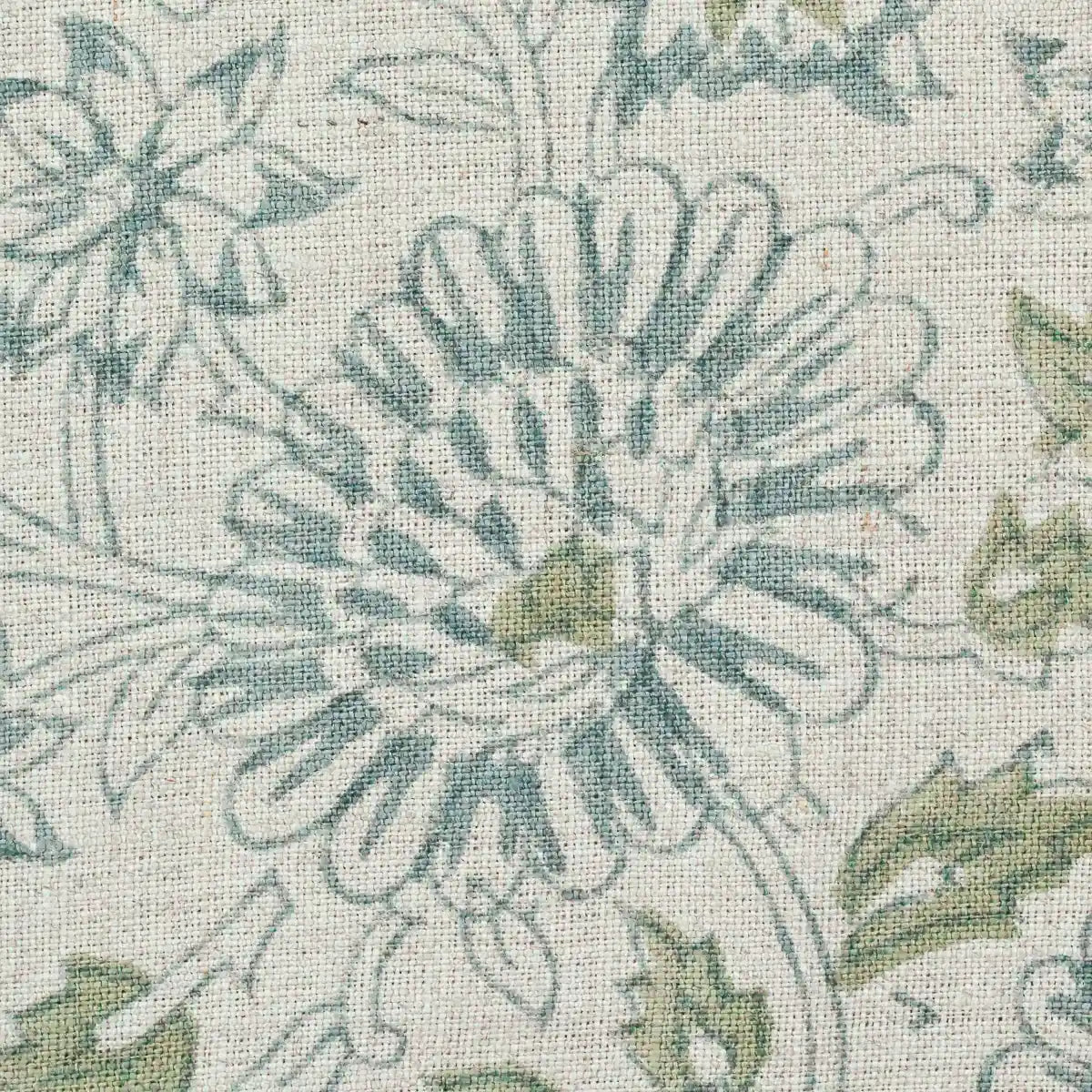 Lillian Floral Block Print Linen Fabric