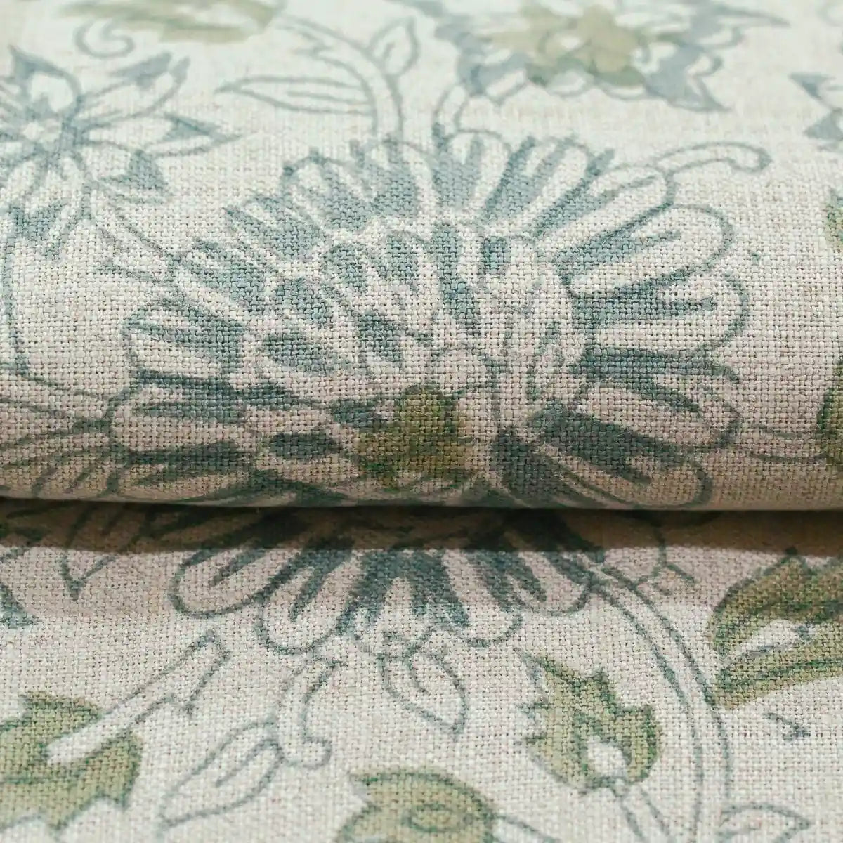Lillian Floral Block Print Linen Fabric