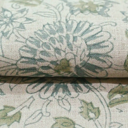 Lillian Floral Block Print Linen Fabric