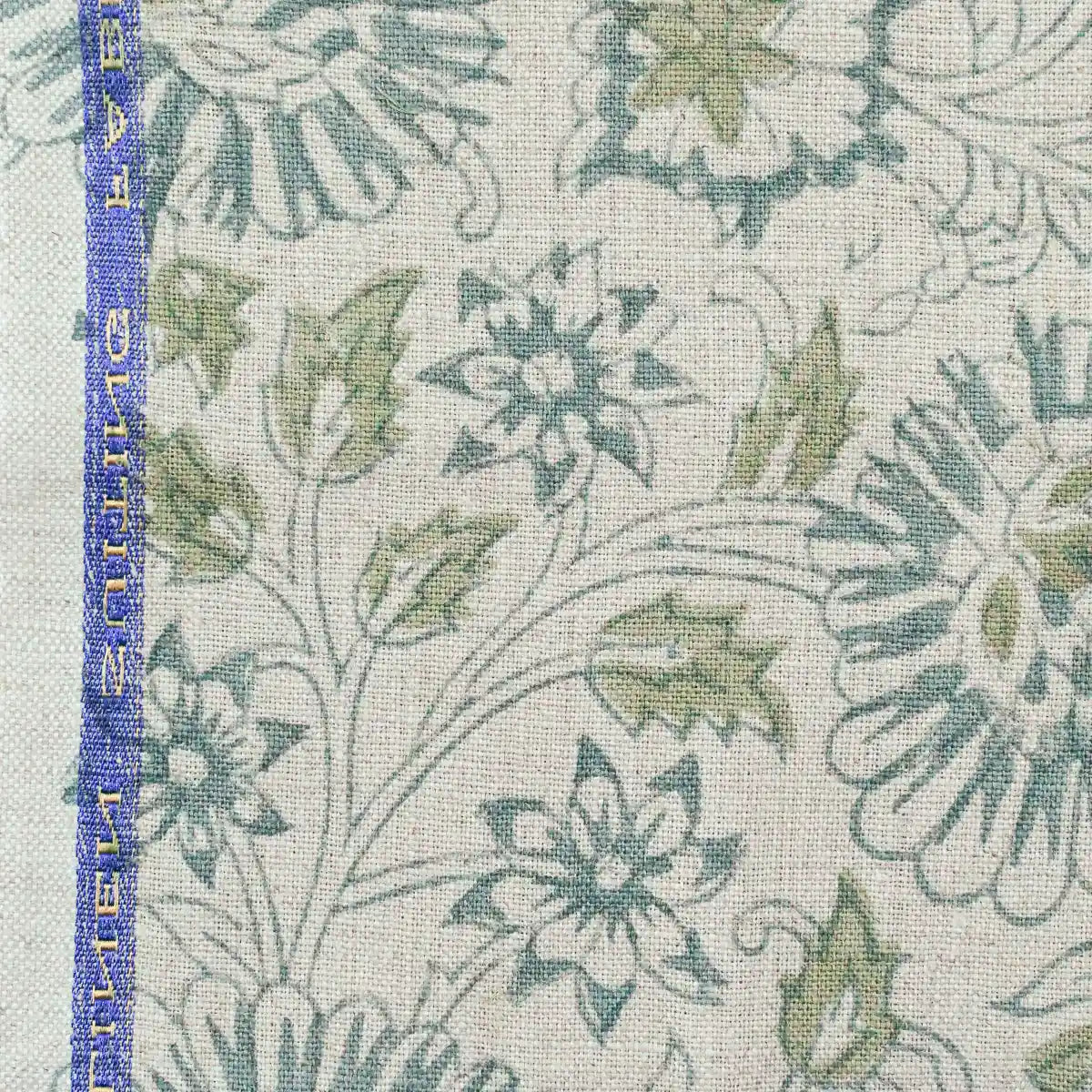 Lillian Floral Block Print Linen Fabric