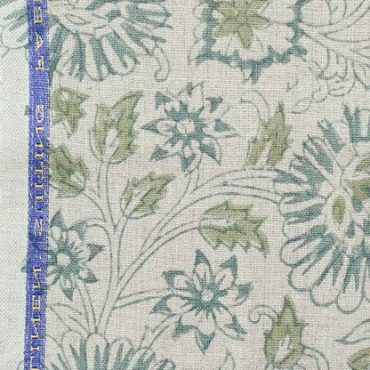 Lillian Floral Block Print Linen Fabric