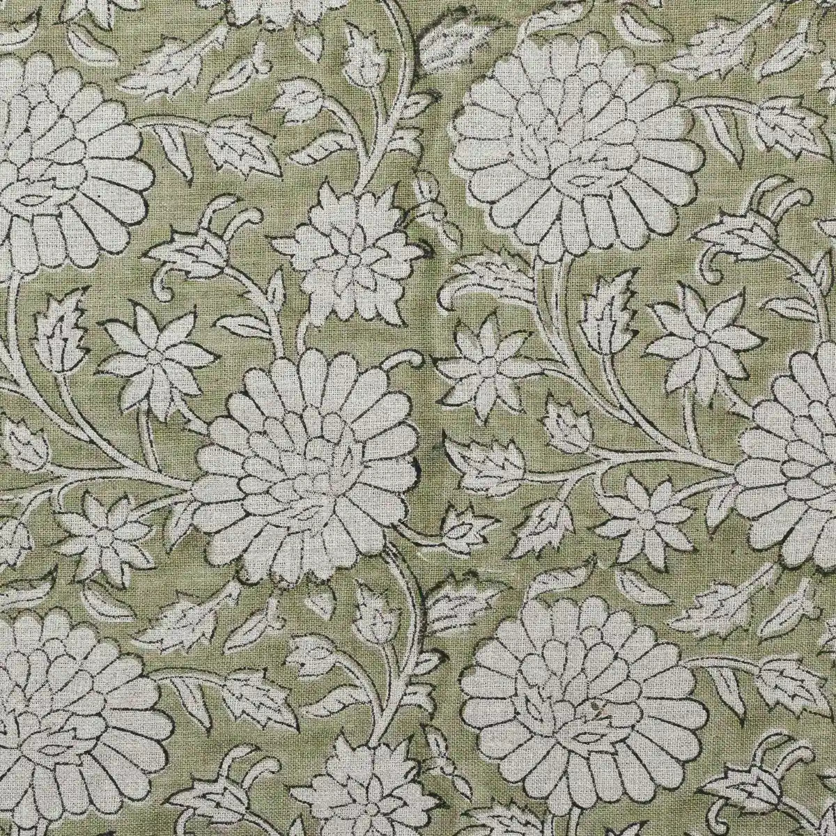 Lillian Floral Block Print Linen Fabric