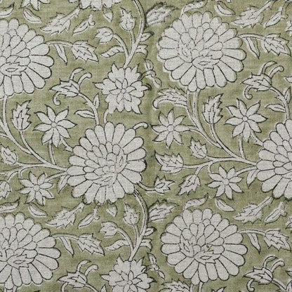 Lillian Floral Block Print Linen Fabric
