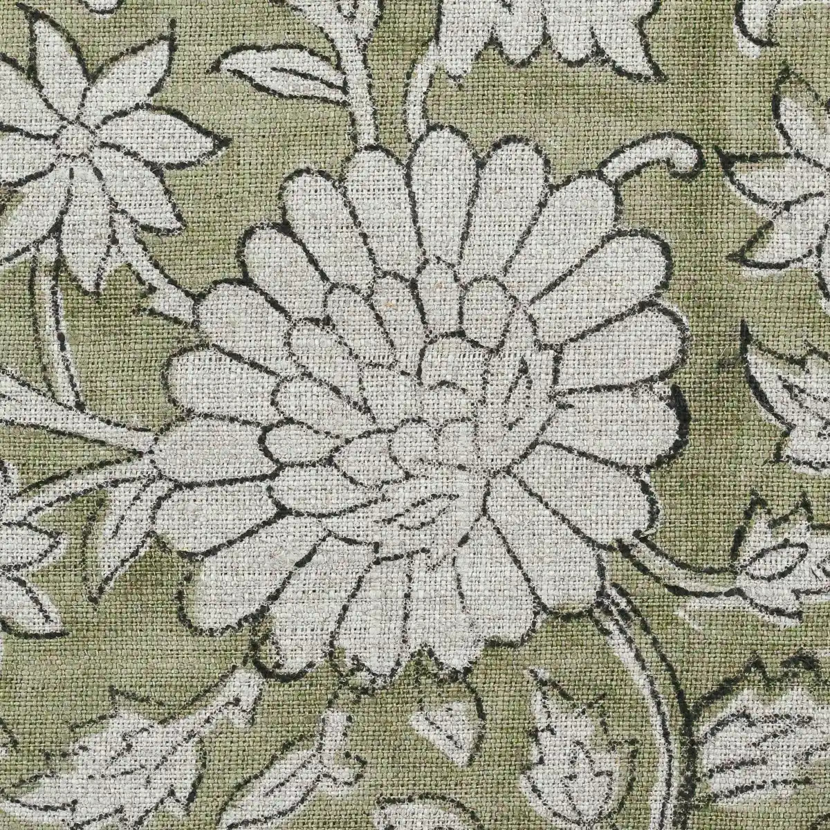 Lillian Floral Block Print Linen Fabric