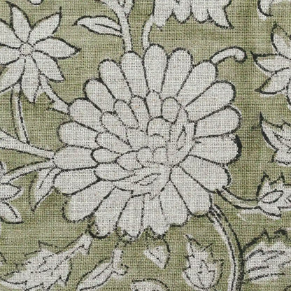 Lillian Floral Block Print Linen Fabric