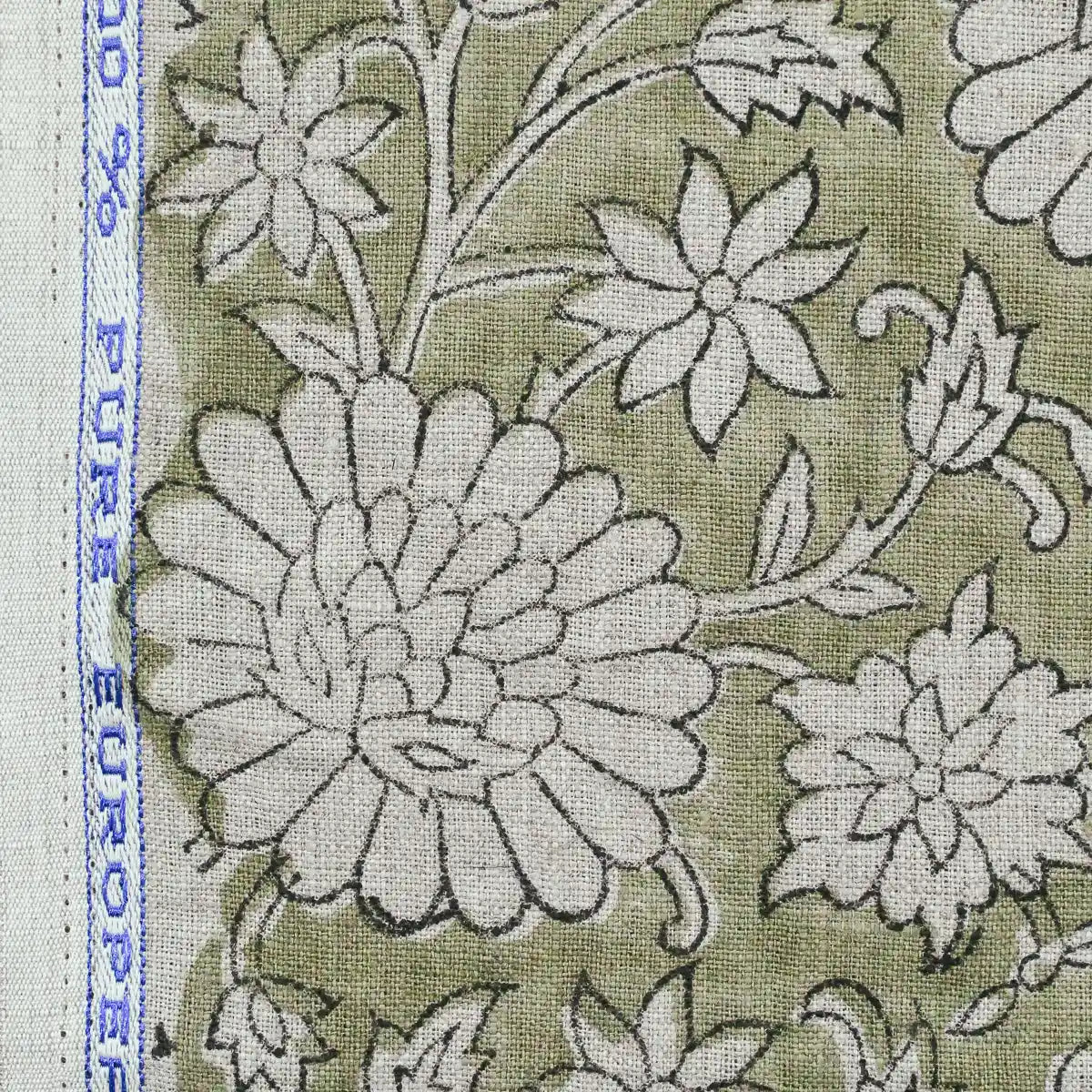 Lillian Floral Block Print Linen Fabric