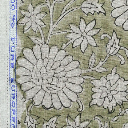 Lillian Floral Block Print Linen Fabric