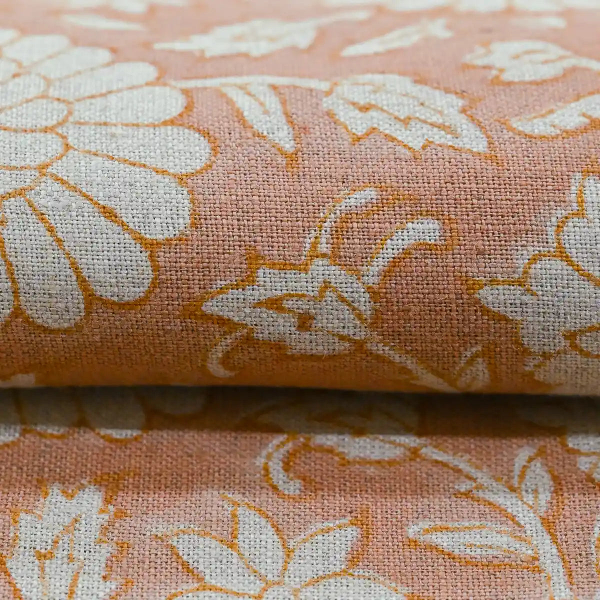 Lillian Floral Block Print Linen Fabric