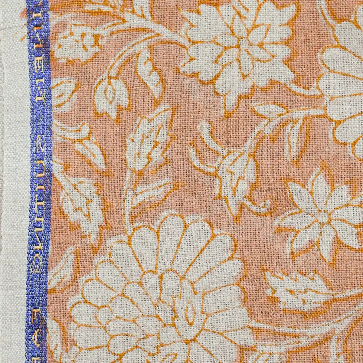 Lillian Floral Block Print Linen Fabric