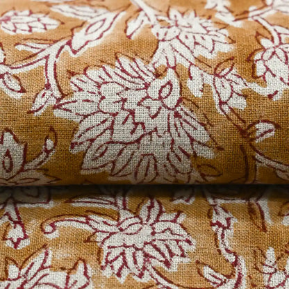 Yrrah Floral Block Print Linen Fabric