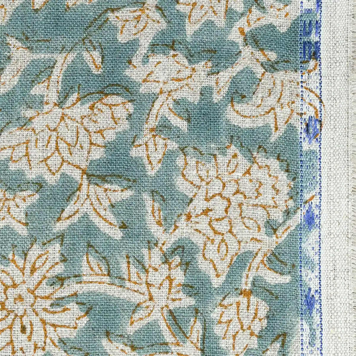 Yrrah Floral Block Print Linen Fabric