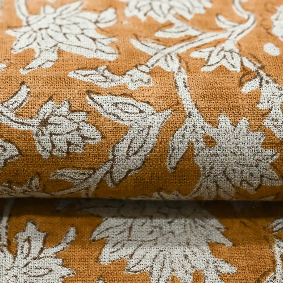 Yrrah Floral Block Print Linen Fabric