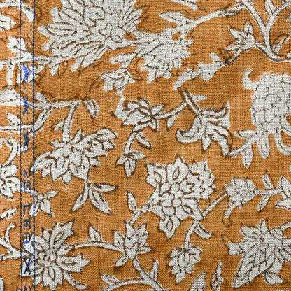 Yrrah Floral Block Print Linen Fabric