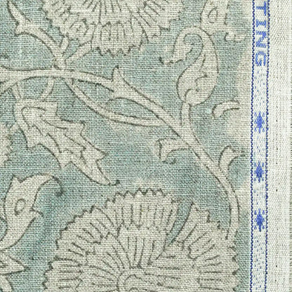 Lexa Floral Hand Block Print Linen Fabric