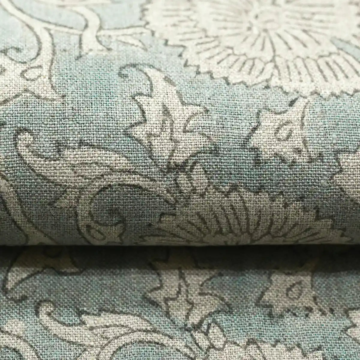 Lexa Floral Hand Block Print Linen Fabric