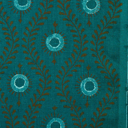 Yoffro Floral Block Print Solid Linen Fabric