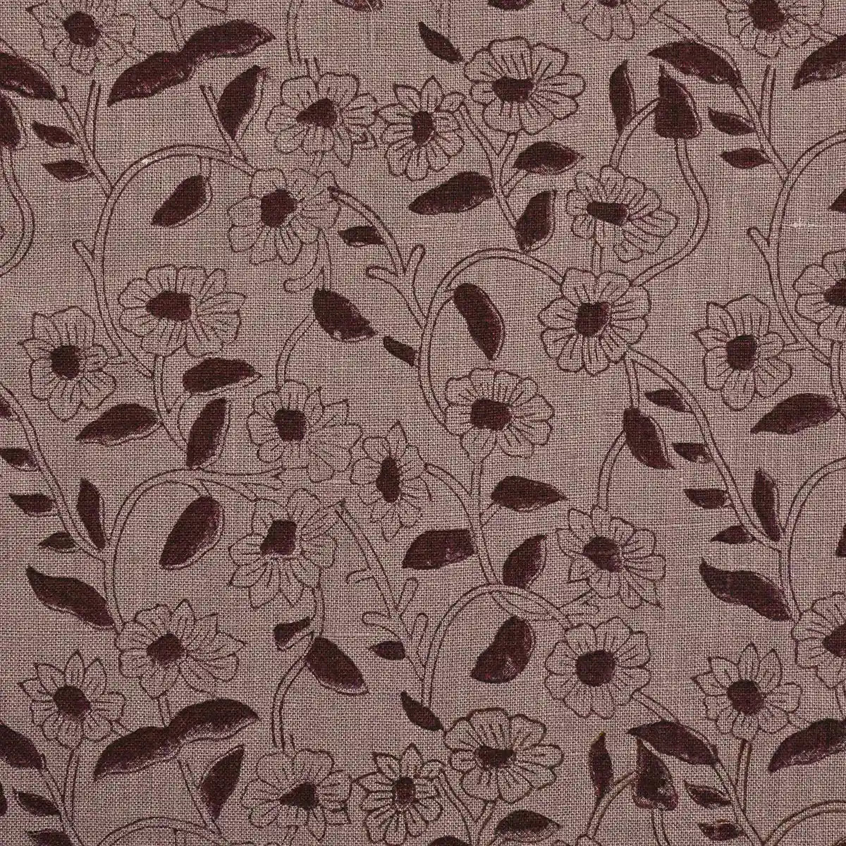 Petal Breeze Rust Linen Fabric