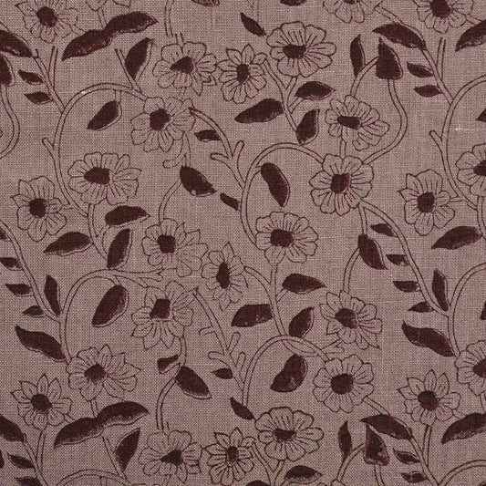 Petal Breeze Rust Linen Fabric