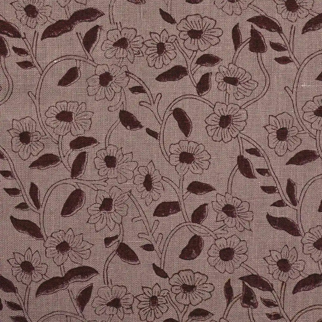 Petal Breeze Rust Linen Fabric