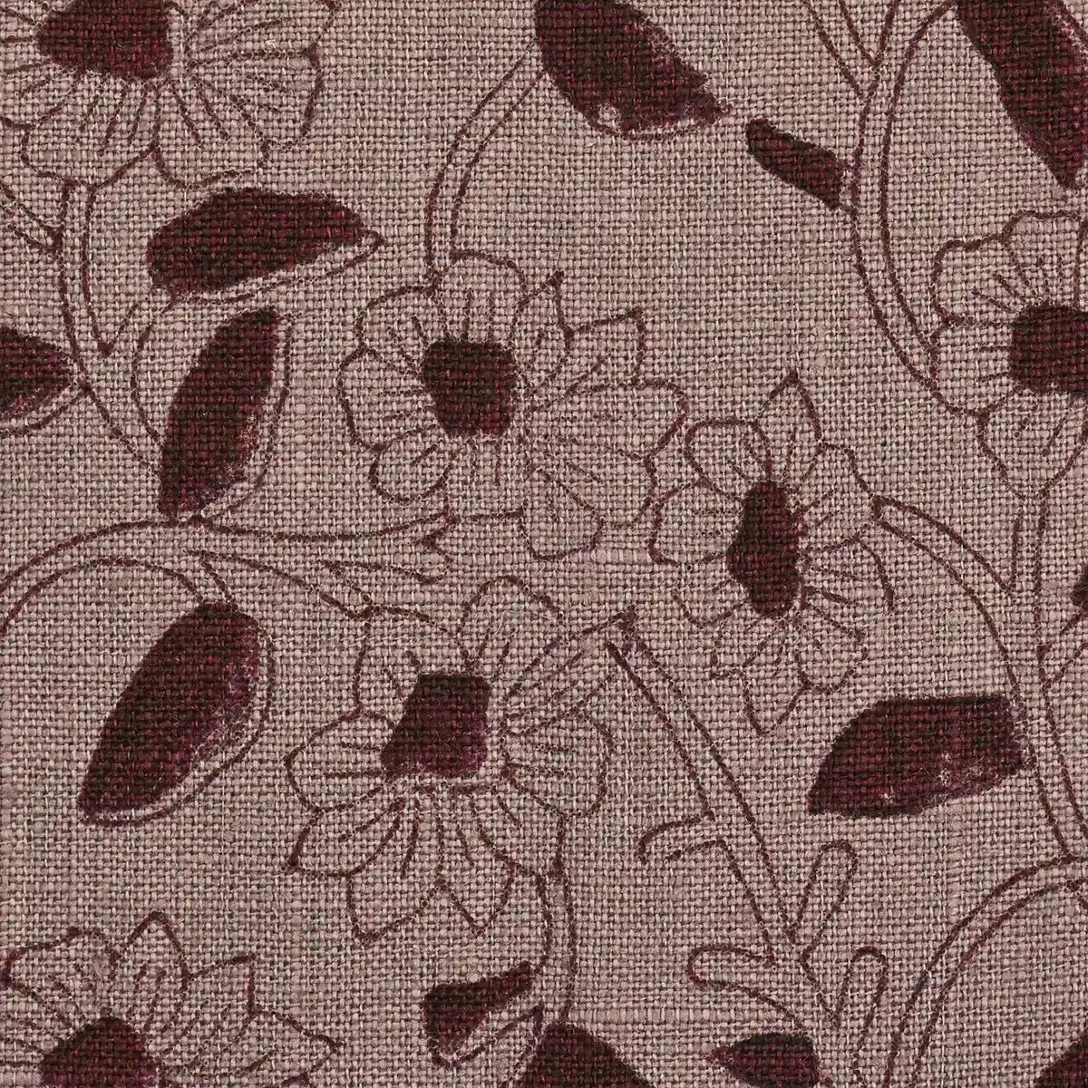 Petal Breeze Rust Linen Fabric