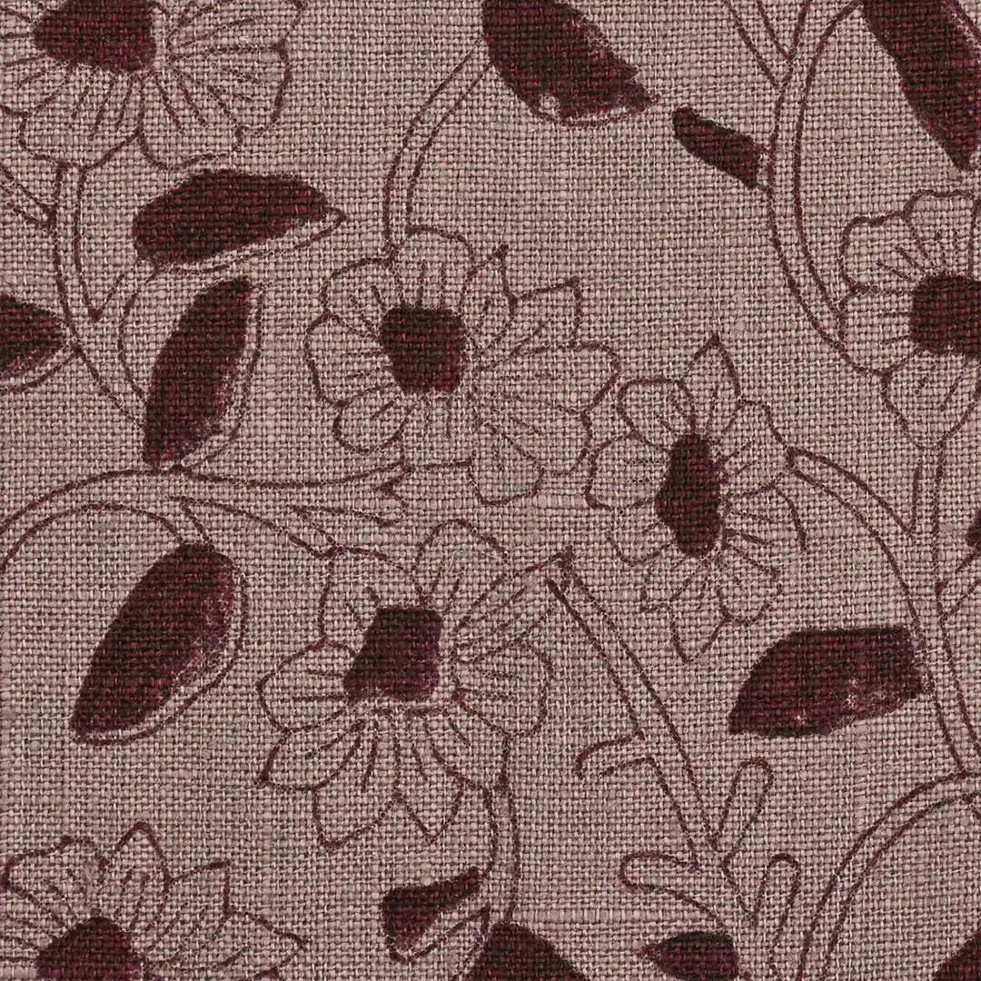 Petal Breeze Rust Linen Fabric