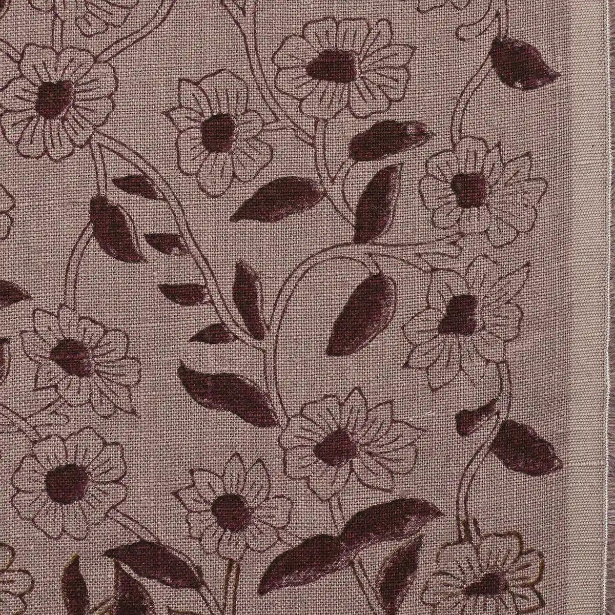 Petal Breeze Rust Linen Fabric