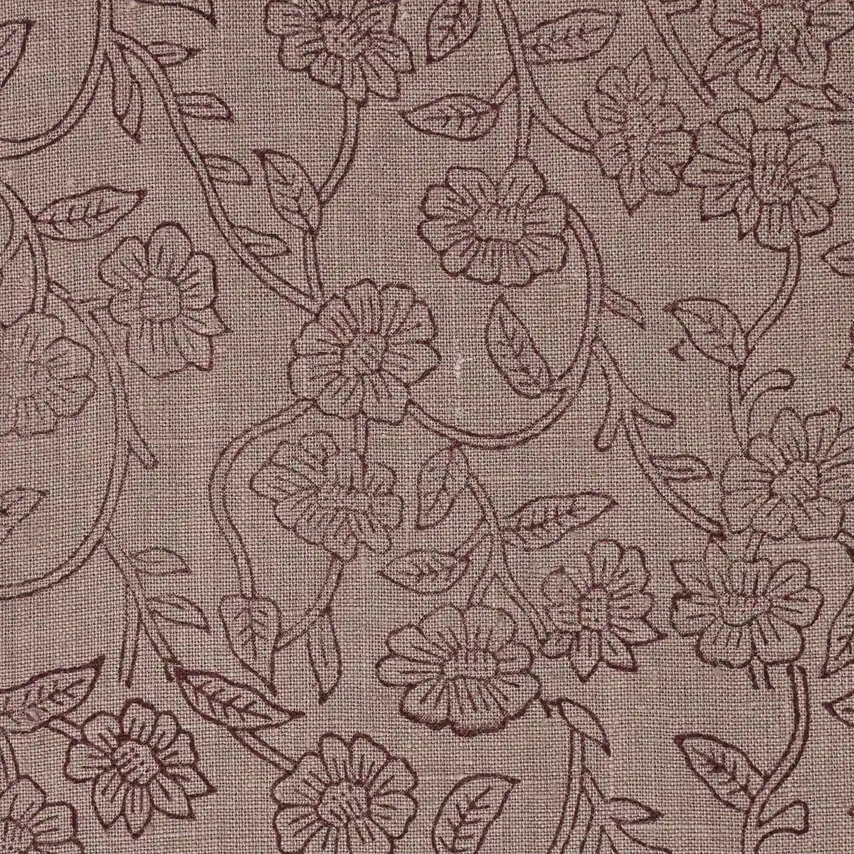 Petal Breeze Plum Outline Linen Fabric