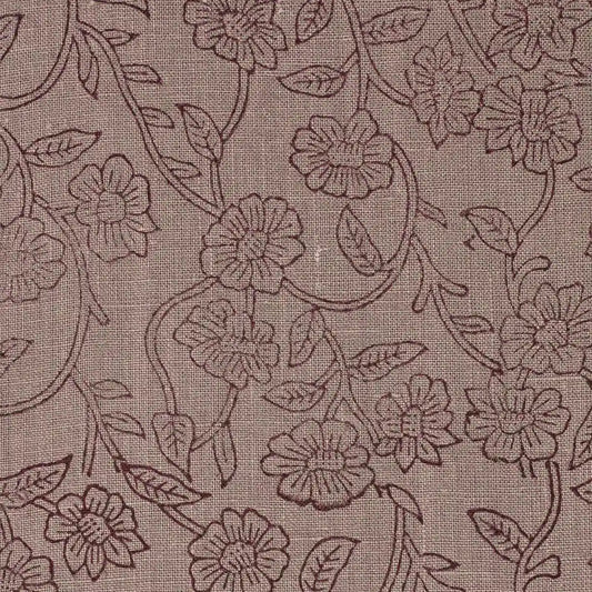 Petal Breeze Plum Outline Linen Fabric