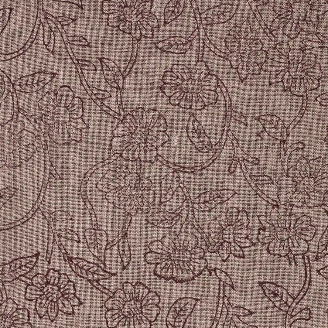 Petal Breeze Plum Outline Linen Fabric