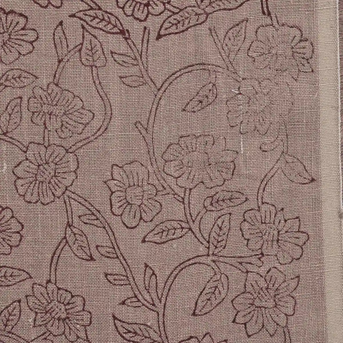 Petal Breeze Plum Outline Linen Fabric