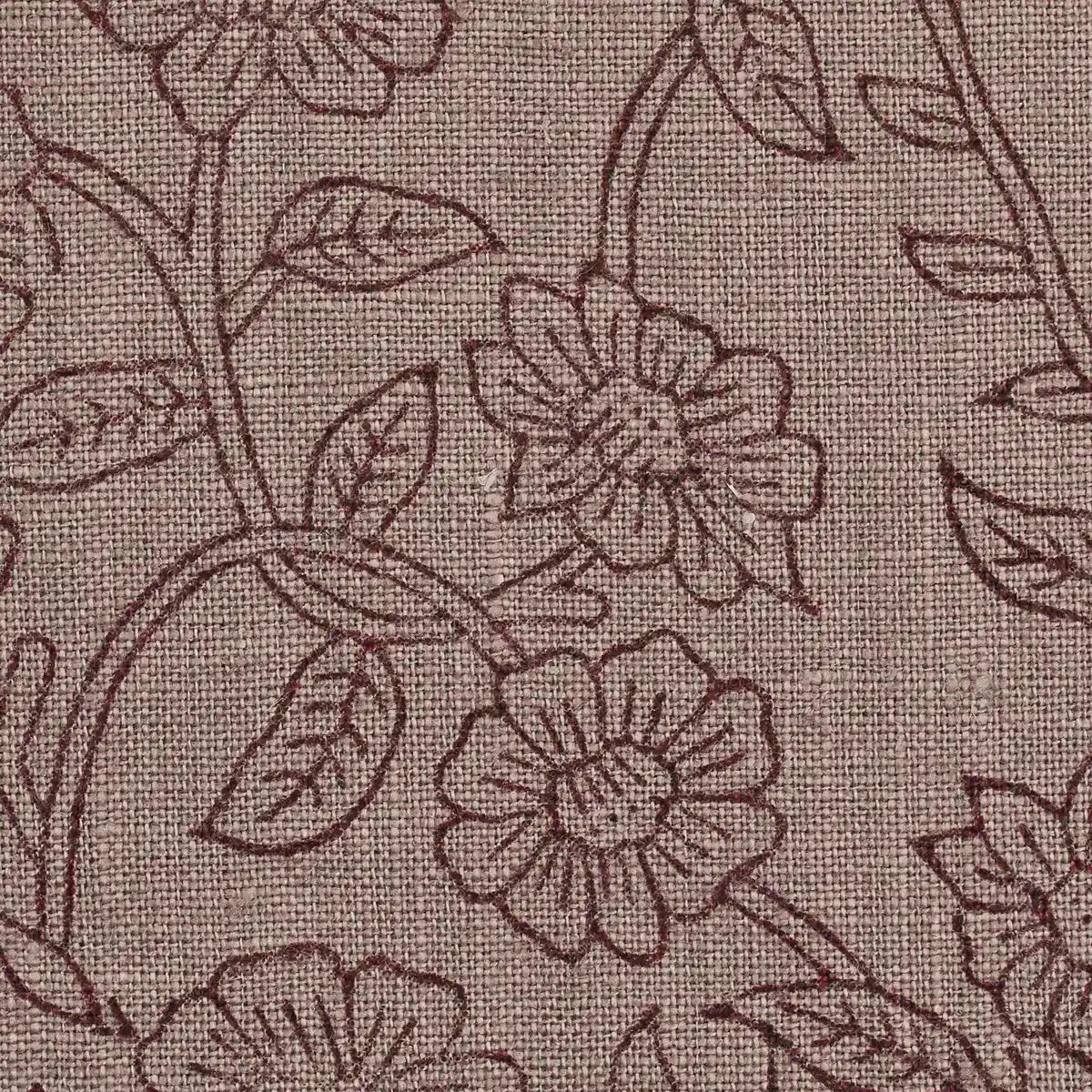 Petal Breeze Plum Outline Linen Fabric