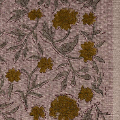 Tanrg Floral Block Print Solid Linen Fabric