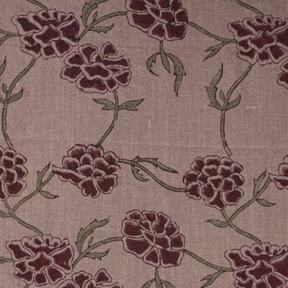 Driftwood Floral Block Print Solid Linen Fabric