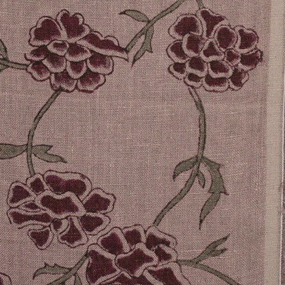 Driftwood Floral Block Print Solid Linen Fabric