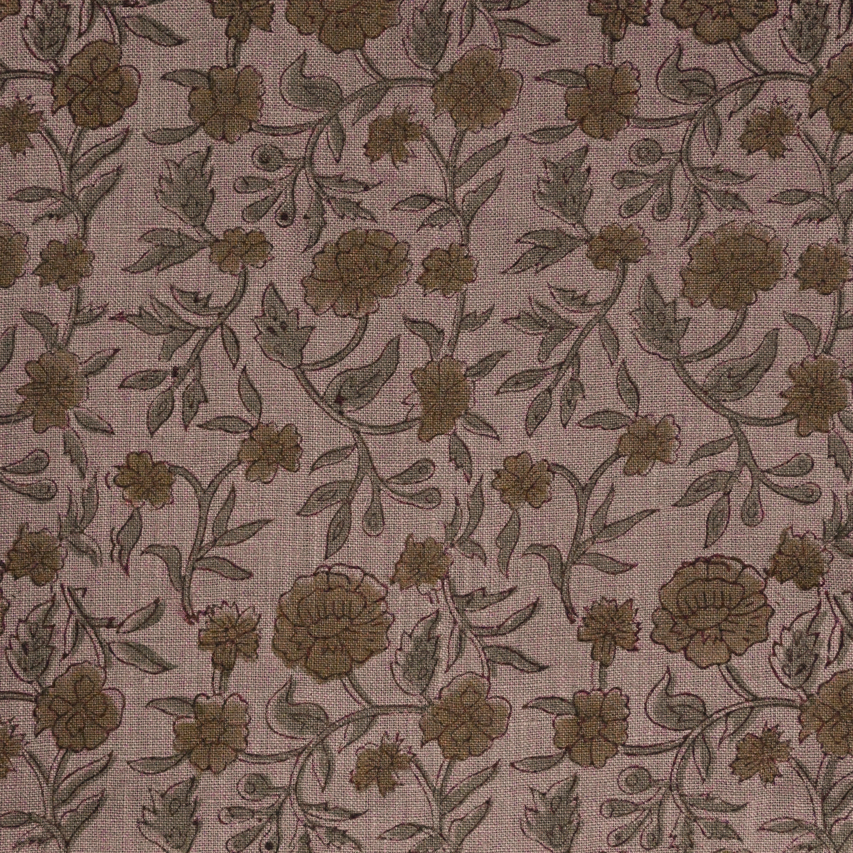 Tanrg Floral Block Print Solid Linen Fabric