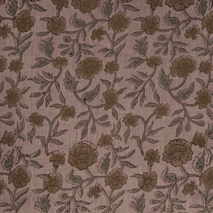Tanrg Floral Block Print Solid Linen Fabric