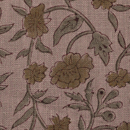 Tanrg Floral Block Print Solid Linen Fabric