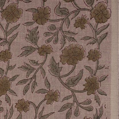 Tanrg Floral Block Print Solid Linen Fabric