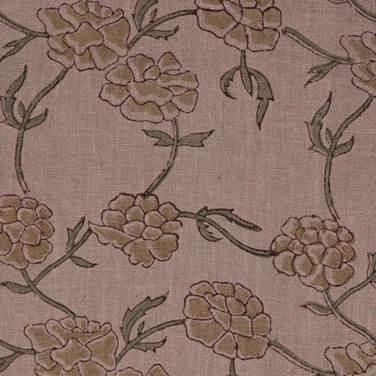 Driftwood Bloom Plum Linen Fabric