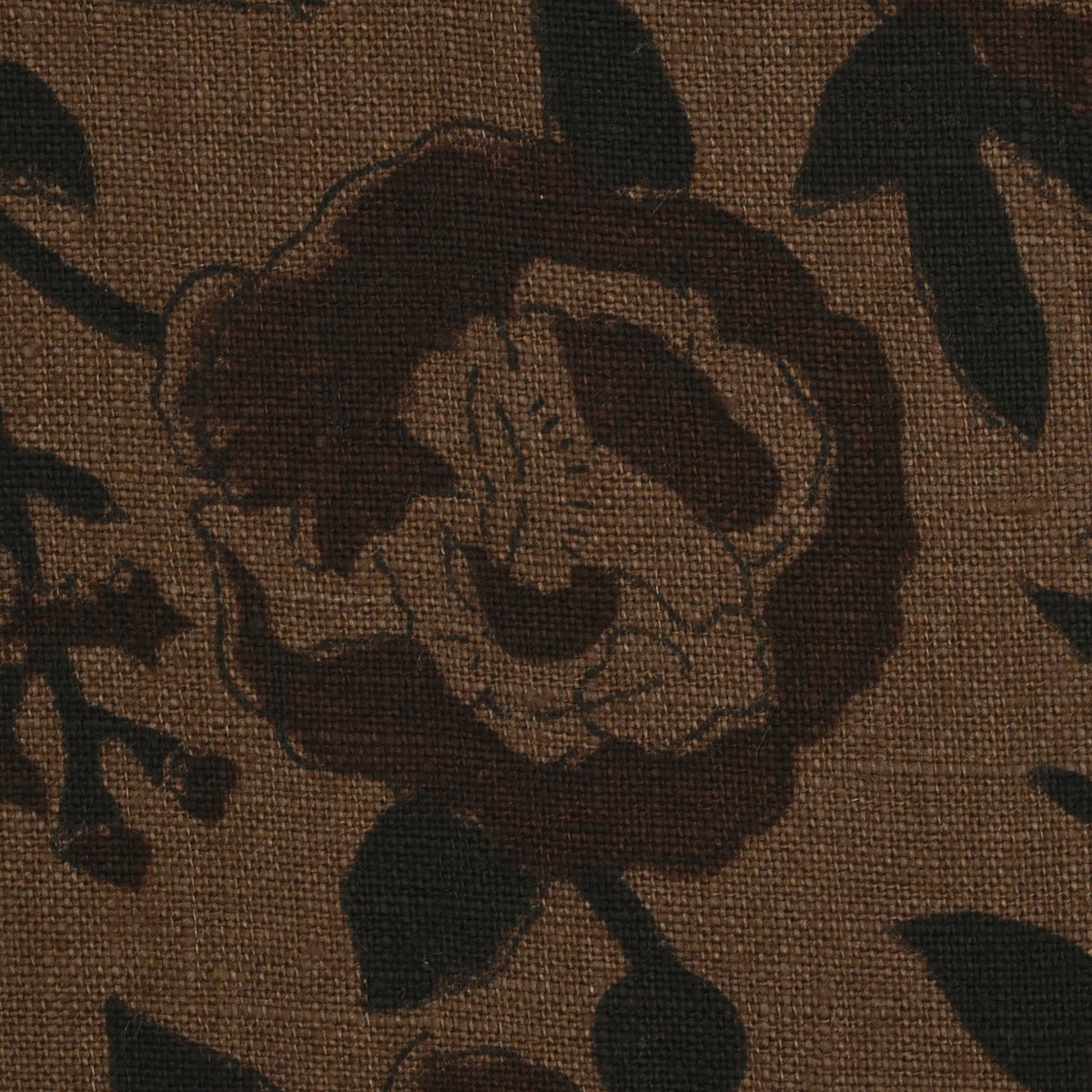 Dune Floral Block Print Solid Linen Fabric
