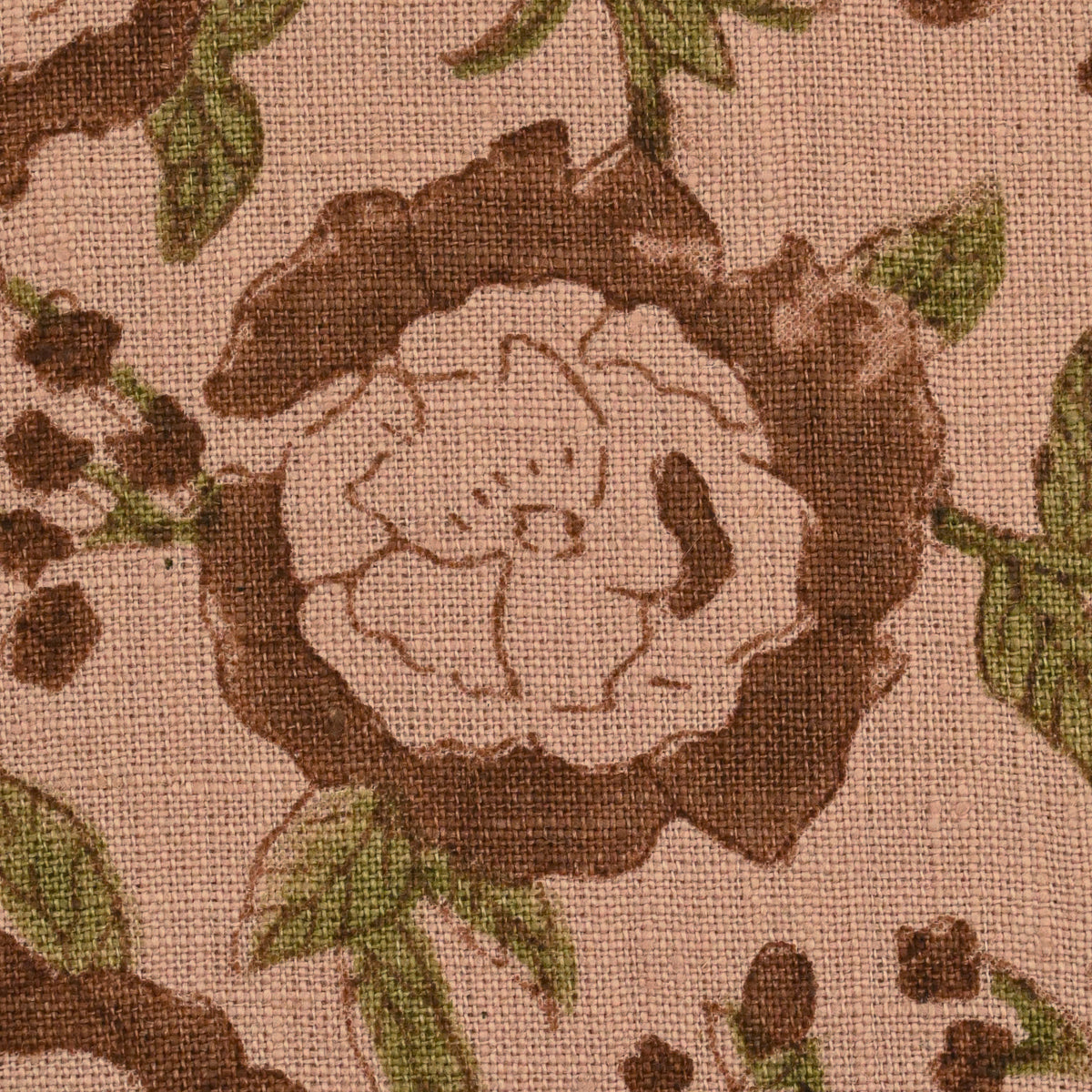Dune Floral Block Print Solid Linen Fabric