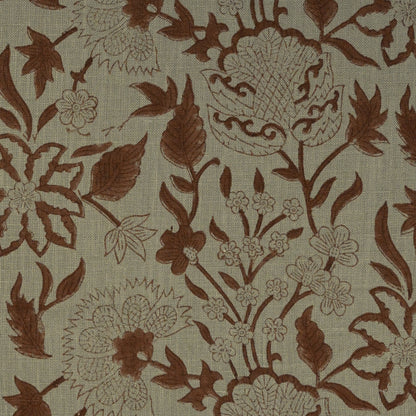 Philip Floral Block Print  Solid Linen Fabric