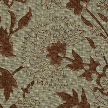 Philip Floral Block Print  Solid Linen Fabric