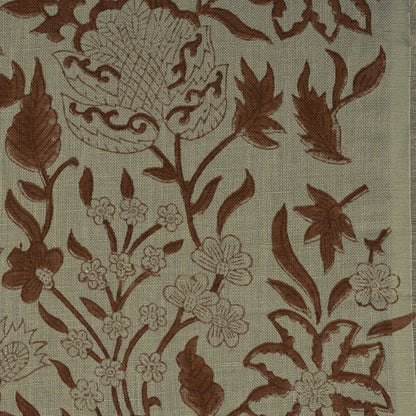 Philip Floral Block Print  Solid Linen Fabric