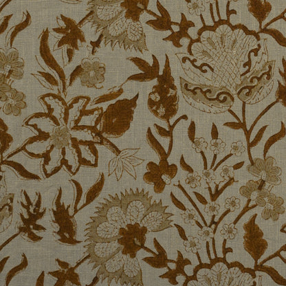 Philip Floral Block Print  Solid Linen Fabric