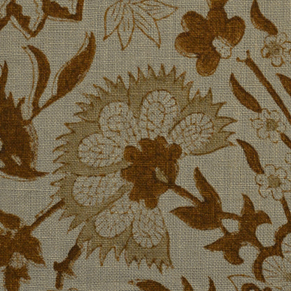 Philip Floral Block Print  Solid Linen Fabric