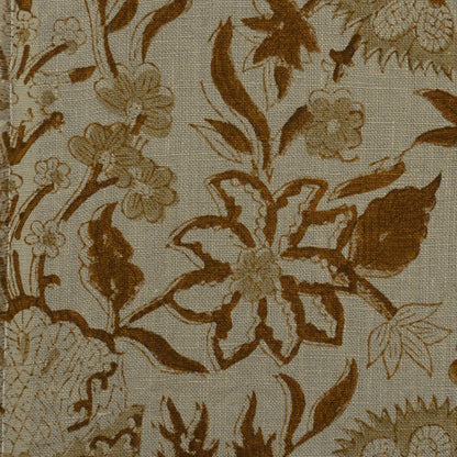 Philip Floral Block Print  Solid Linen Fabric